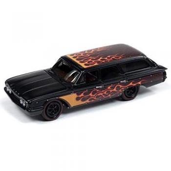 Johnny Lightning Ford Country Squire – Schwarze Flammen (JLSF013B‑2), 1:64