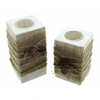 Rustikale Block Teelichthalter im Natural Vintage Stil