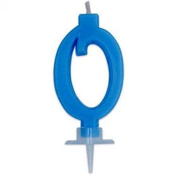CANDELA SAGOMATA NUMERO 0 CELESTE CM. 7