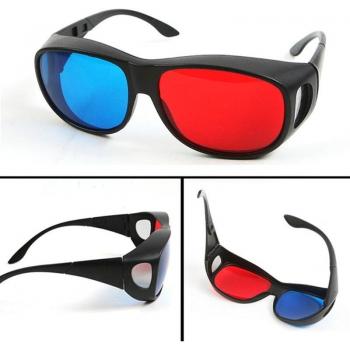 Anteojos 3D Anaglifos Rojo y Azul, Montura Negra, Ideal para Cine en Casa