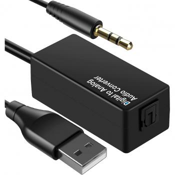 Convertisseur audio 192 kHz, optique Toslink à jack 3,5 mm noir