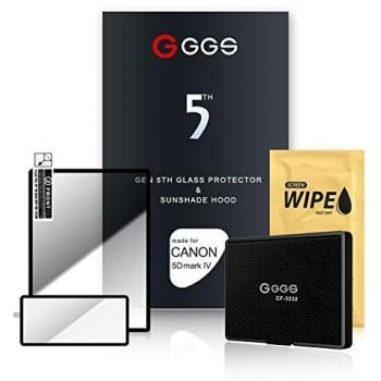 LARMOR 5th Generation Glass LCD Protector with Sunshade Hood for Canon 5D Mk4