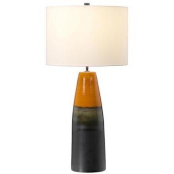 Lampada da Comodino Elstead Burnt Oak con Paralume Cilindrico