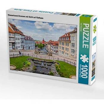 CALVENDO Puzzle Wasserkunst Brunnen mit Sicht auf Rathaus 1000 Teile Bild von Val Thoermer