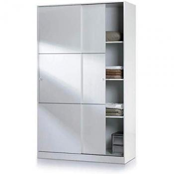 Pegane Armoire avec 2 Portes Coulissantes en Blanc