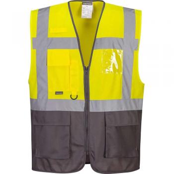 Warsaw Executive Class 1 Hi-Vis Vest – Yellow & Grey, Medium