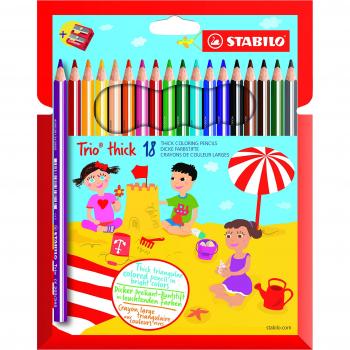 Élégant set 18 crayons Stabilo Trio – taille-crayon inclus