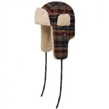 Kariert Bomber Fliegermütze Stetson, Größe M (56-57 cm), Farbe blau-beige