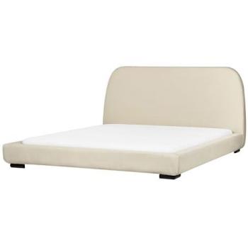Beliani Beige Fabric Upholstered King Size Bed Frame 160 x 200 cm Roisel