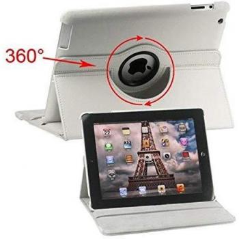 IPad 2, 3, 4 White Leather Swivel Case