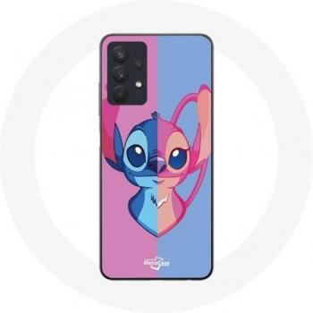 ManiCase Galaxy A32 5G – Souple, Stitch & Angel en Bleu Rose