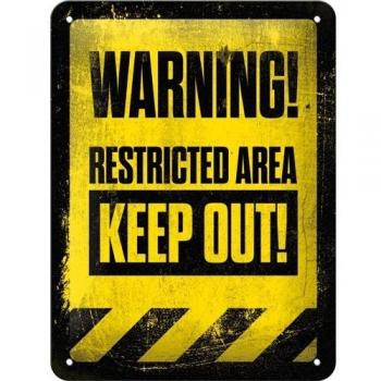 Retro‑Warnschilder 26172: „Restricted Area“, 15 x 20 cm