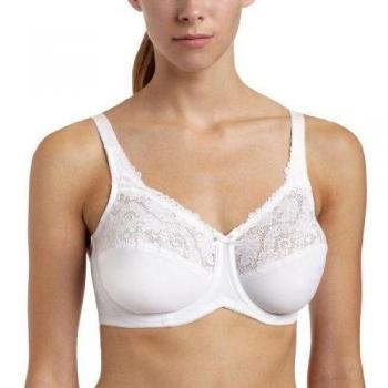 Bali Women's Tailored Minimizer Underwire Bra with Lace Trim, White, Size 40DDD