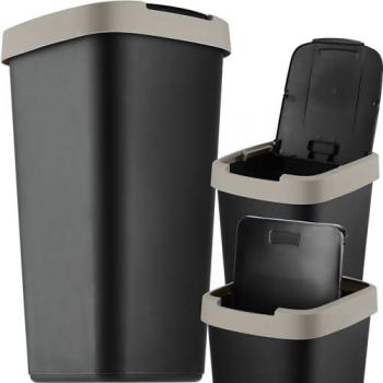 Cestino per Rifiuti Kadax 25L, raccolta differenziata, plastica nera/marrone chiaro