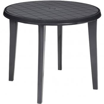Runder Gartentisch Lisa 90 cm – Vollkunststoff-Graphit