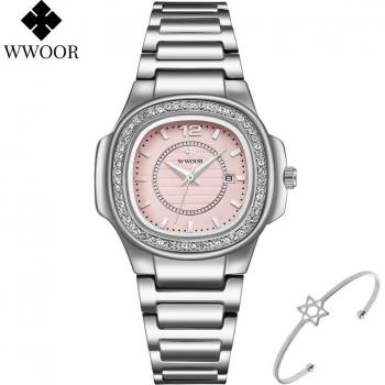 WWOOR Luxus Armbinde Uhr für Damen