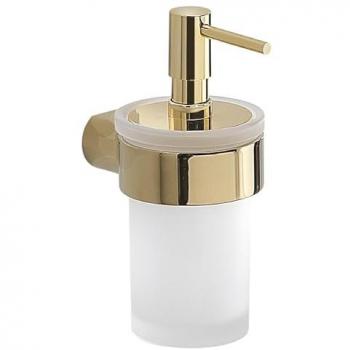 Distributeur de savon Sapho Gedy Pirenei avec support en or et verre satiné PI8187