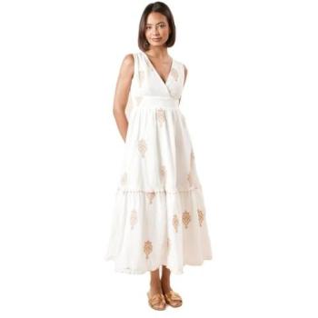 Mid-Rise Strappy Dress with Embroidered Tie-Back, Taupe Color