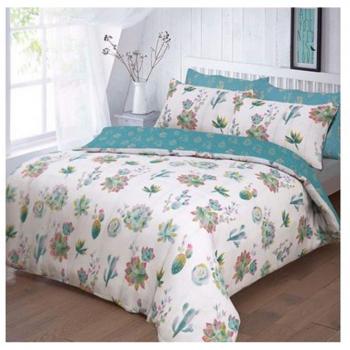 Sleepdown Summer Cactus Garden Reversible Bedding Set with Pillowcases