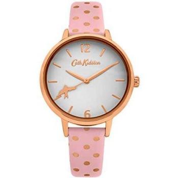 Cath Kidston Ladies Pink Polka Dot Faux Leather Strap Women's Watch