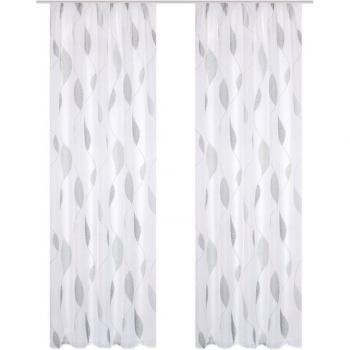 PAOLO Gardinen 2er Pack mit bedrucktem Kräuselbandschal – 140 × 175 cm – HOME WOHNIDEEN