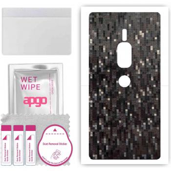 Apgo Carbon Black Pixel Back Skin for Xperia XZ2 Premium