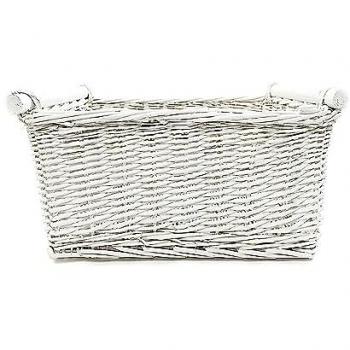 Kitchen Log Fireplace Wicker Storage Basket With Handles Xmas Empty Hamper Basket White,Extra Large 51 x 41 x 22 cm