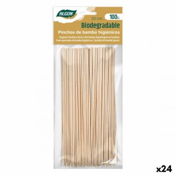 Set de Pinchos para Asar Algon Bambú 200 x 2,5 x 20 mm (100 Piezas) (24 Unidades)