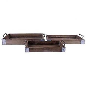 Set 3x Vassoi in Legno DISH con Manici