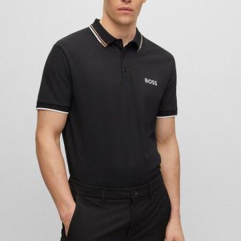 BOSS Polo Noir Coton XL Manche Courte Casual