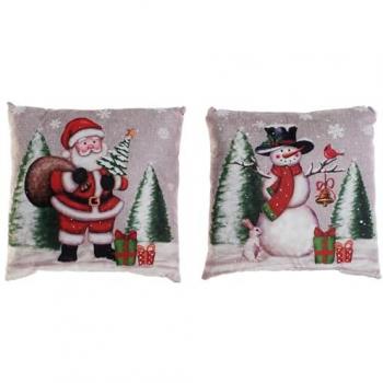 DKD Weihnachtsplüsch-Kissen – Buntes Set, 40 × 10 × 40 cm (2‑er Pack)