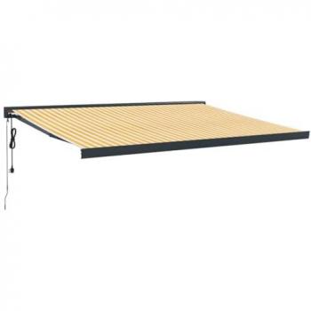 Auvent jaune et blanc rétractable 4x3 m en tissu et aluminium