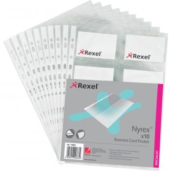 Rexel Nyrex Business Card Sleeves for 20 Cards A4 Clear
