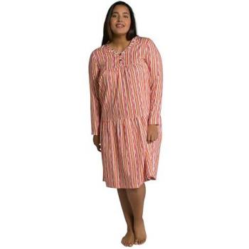 Women's Plus Size Red Striped V-Neck Nightgown, Short Sleeve, Ruffle Hem, Size 20/22, Viscose