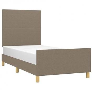VidaXL Cadre de Lit avec Tête de Lit Sommier à Lattes Lit Rembourré Cadre à Lattes Lit Simple Adulte Meuble de Chambre Taupe 100x200 cm Tissu