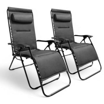 Silla Acolchada Gravedad Cero: Reclinable, Portavasos Negro