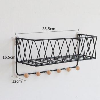 Étagère de rangement avec crochets en bois