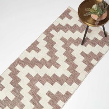 Malina Baumwoll-Kilim Teppichläufer 66 x 200 cm, creme-braun gemustert