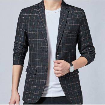 2022 Men's Slim Fit Plaid Blazer, Business Suit, Plus Size S-3XL