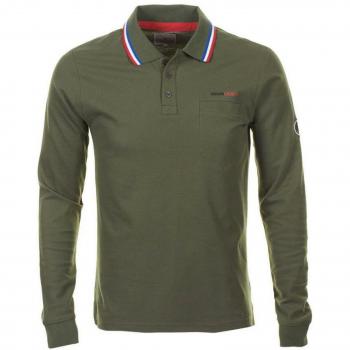 Polo A Maniche Lunghe Cilar Khaki XL – polo uomo con colletto rotondo, stampa a righe, taglia XL
