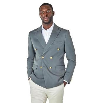 XPOSED Men’s EZRA Grey Tailored Double‑Breasted Suit – Size 38