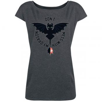 Camiseta de Mujer Cómo Entrenar a tu Dragón Gris/Melé XXL
