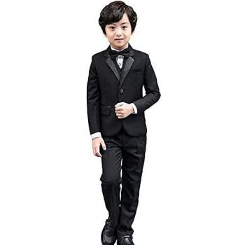 LOLANTA 5PCS Boys Black Tuxedo Suit