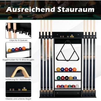 Coast Billard Queue Halter Wandmontage Kiefernholz für 8 Queues