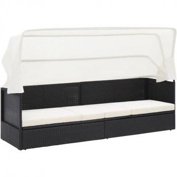 Gartensofa mit Sonnendach aus hochwertigem schwarzem Poly Rattan