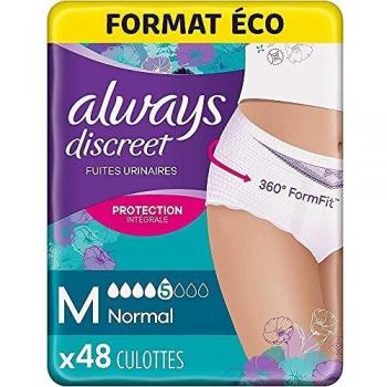 Culotte Toujours Discrète – 48 paquets, Taille M, Usage Urinaire