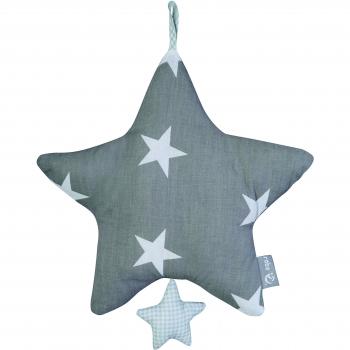 Roba Spieluhr 'Little Stars', Baby Einschlafhilfe, Textil-Stern waschbar, Babyzimmer Deko grau / weiß