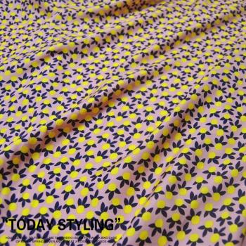 LEO & LIN 19 MT/MT Blumen-Seide Baumwolle Zitrone Gelbe Blätter Stoff 19 DIY Textil