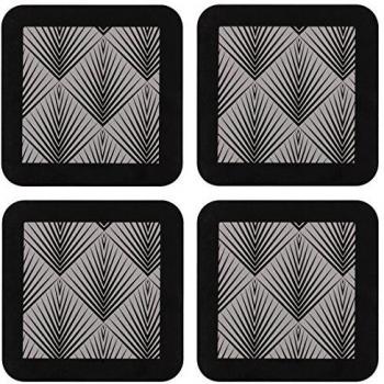 Multicoloured Aisha Coasters – 10 × 10 × 0.5 cm Hardboard/Cork (Set of 4)