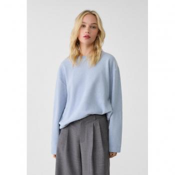 Stradivarius Rundausschnitt Strick-Langarmshirt Himmelblau S